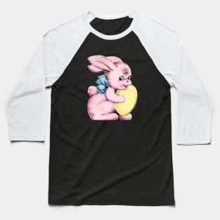 Pink Easter Bunny Rabbit Cute Adorable Egg Pastel Bow Baseball T-Shirt